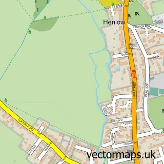 Street map sample of Henlow, Bedfordshire