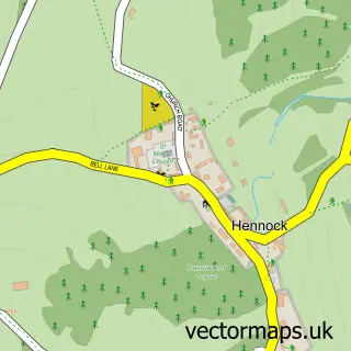 Street map sample of Hennock, Devon