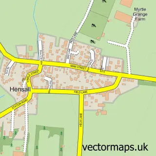 Street map sample of Hensall, North Yorkshire