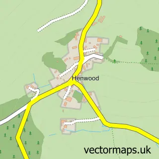 Street map sample of Henwood, Cornwall
