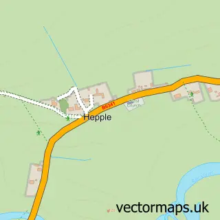 Street map sample of Hepple, Northumberland