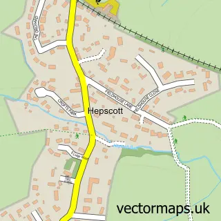Street map sample of Hepscott, Northumberland