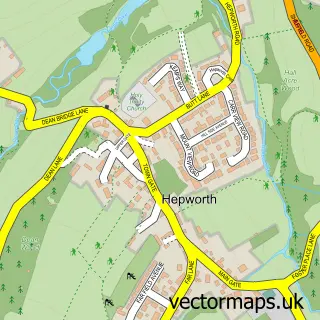 Street map sample of Hepworth, West Yorkshire