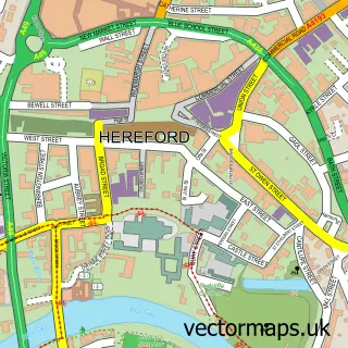 Street map sample of Hereford, Herefordshire