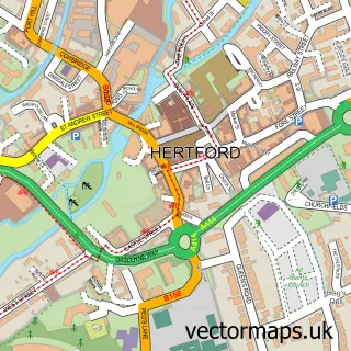 Street map sample of Hertford, Hertfordshire