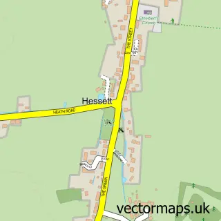 Street map sample of Hessett, Suffolk