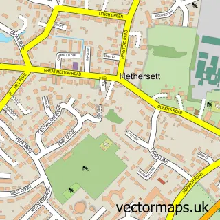 Street map sample of Hethersett, Norfolk