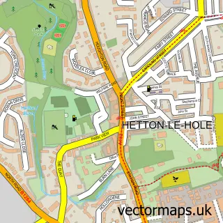Street map sample of Hetton-le-Hole, Tyne & Wear