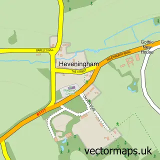 Street map sample of Heveningham, Suffolk