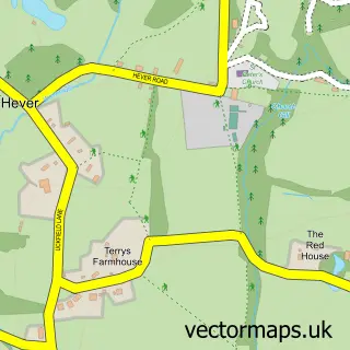 Street map sample of Hever, Kent