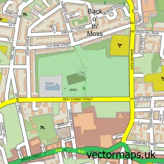 Street map sample of Heywood, Greater Manchester