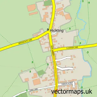 Street map sample of Hickling, Nottinghamshire