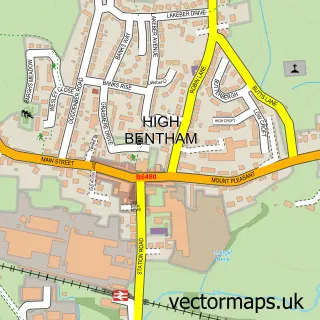 Street map sample of High Bentham, North Yorkshire