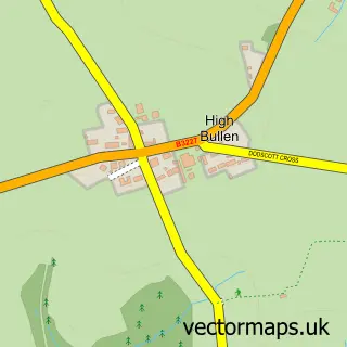 Street map sample of High Bullen, Devon