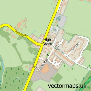 Street map sample of High Cross, Hertfordshire