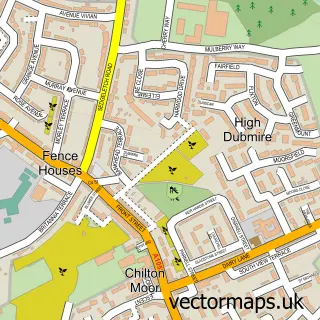 Street map sample of High Dubmire, Tyne & Wear