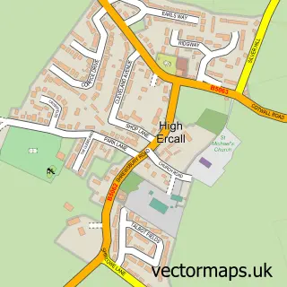Street map sample of High Ercall, Shropshire