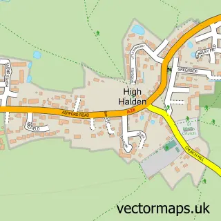 Street map sample of High Halden, Kent