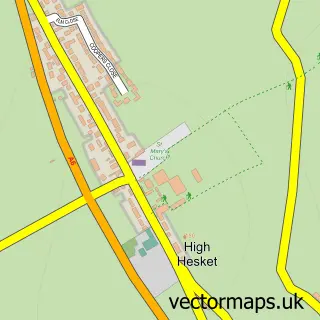 Street map sample of High Hesket, Cumbria