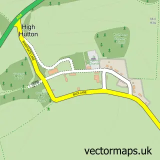 Street map sample of High Hutton, North Yorkshire