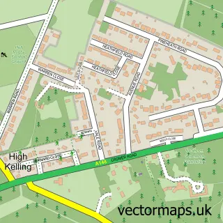 Street map sample of High Kelling, Norfolk