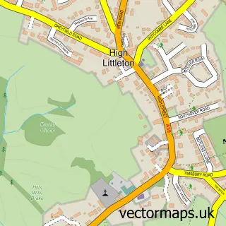 Street map sample of High Littleton, Somerset