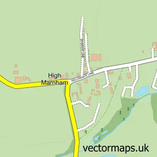 Street map sample of High Marnham, Nottinghamshire