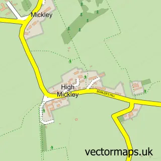 Street map sample of High Mickley, Northumberland