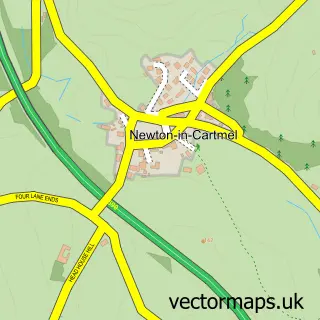 Street map sample of High Newton, Cumbria