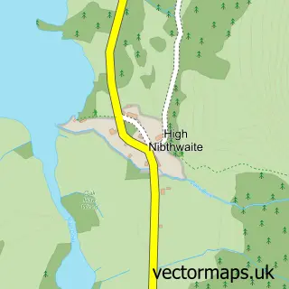 Street map sample of High Nibthwaite, Cumbria