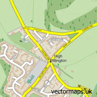 Street map sample of High Pittington, Durham
