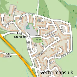 Street map sample of High Shincliffe, Durham
