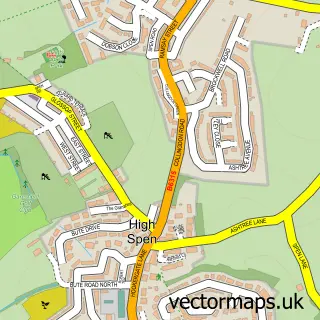 Street map sample of High Spen, Tyne & Wear