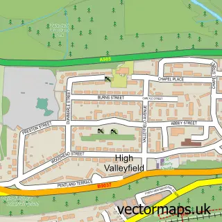 Street map sample of High Valleyfield, Fife