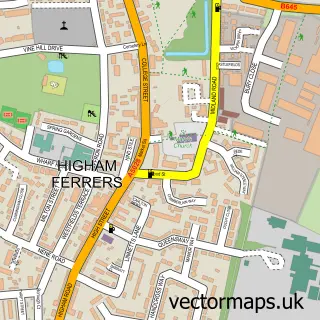 Street map sample of Higham Ferrers, Northamptonshire