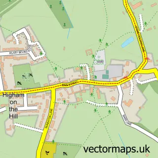 Street map sample of Higham on the Hill, Leicestershire