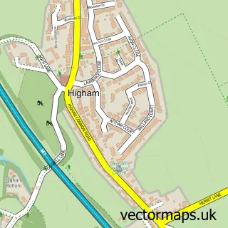 Street map sample of Higham, South Yorkshire