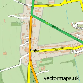 Street map sample of Higham, Derbyshire