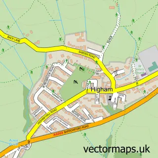 Street map sample of Higham, Lancashire