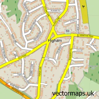 Street map sample of Higham, Kent