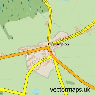Street map sample of Highampton, Devon