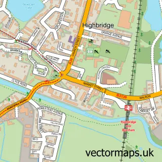 Street map sample of Highbridge, Somerset