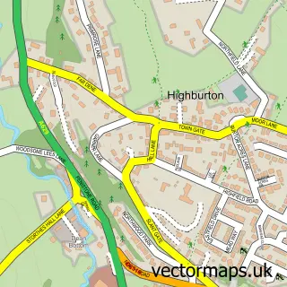 Street map sample of Highburton, West Yorkshire