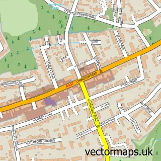 Street map sample of Highcliffe-on-Sea, Dorset