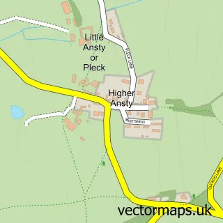 Street map sample of Higher Ansty, Dorset