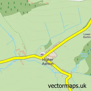 Street map sample of Higher Ashton, Devon