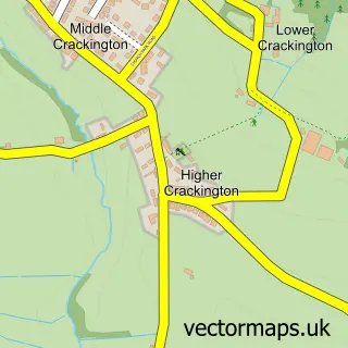 Street map sample of Higher Crackington, Cornwall