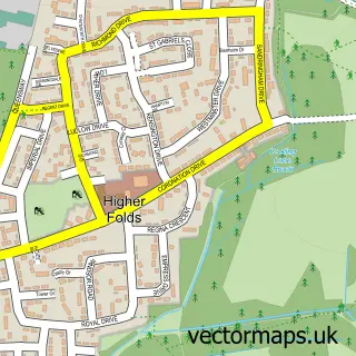 Street map sample of Higher Folds, Greater Manchester