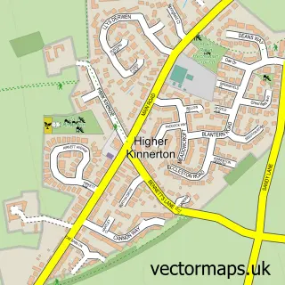 Street map sample of Higher Kinnerton, Clwyd