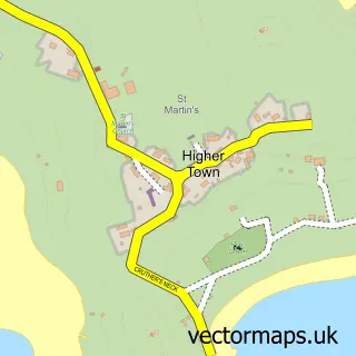 Street map sample of Higher Town, Cornwall